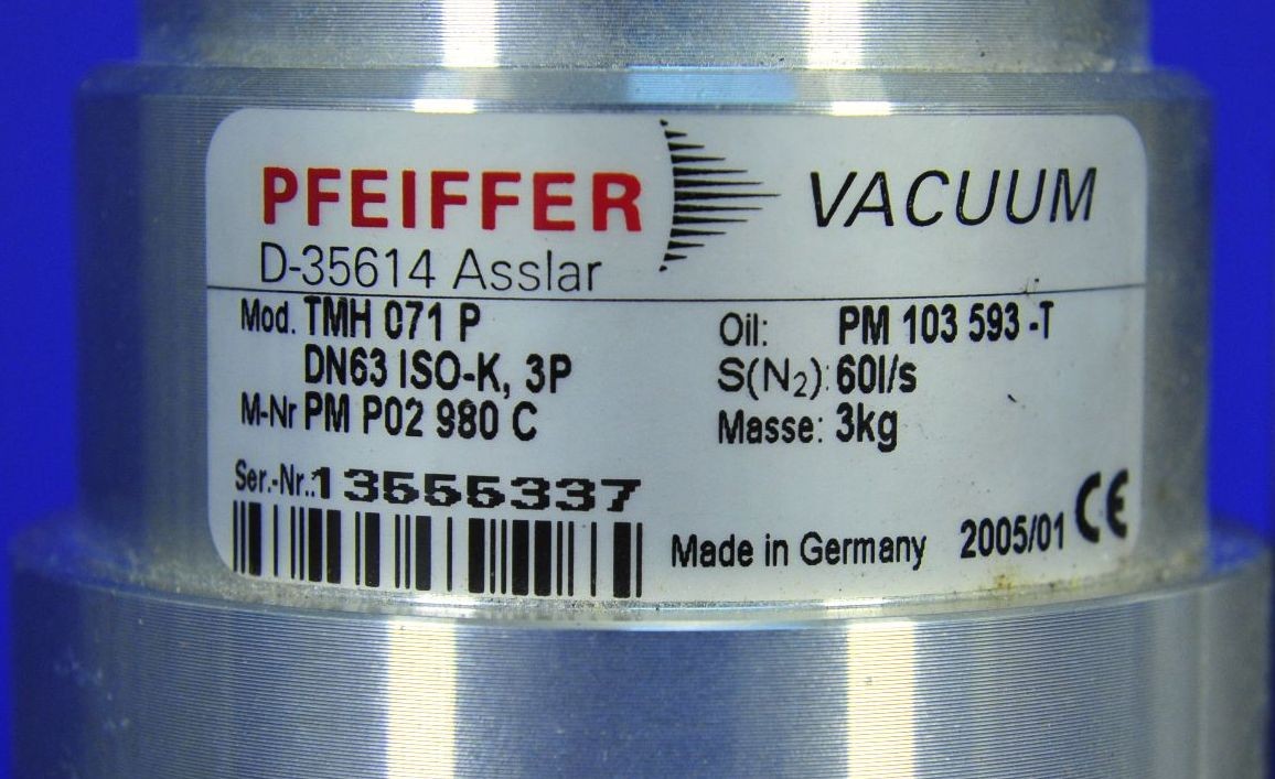 727 PFEIFFER TURBO PUMP DN63 ISO-K 3P PM P2 980C W/ TC100 PM C01